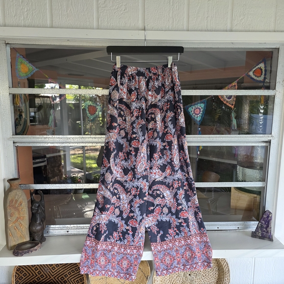 Lani Lau Small / Medium Hawaiian Pant Floral Print Pants Boho Vacation Sheer - Picture 5 of 13